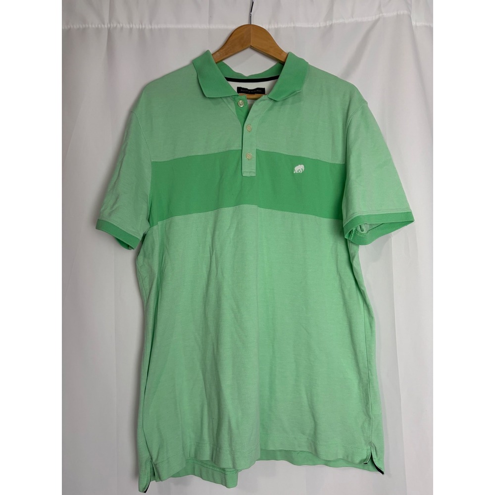 Banana Republic Mens XL Green Striped Polo Shirt Elephant Logo Short Sleeve